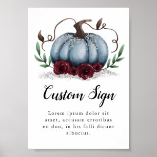 Póster Rótulo Baby Shower Blue Pumpkin Boy