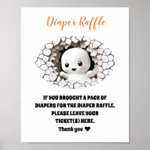 Póster Rótulo Baby Shower Boo Diaper Raffle