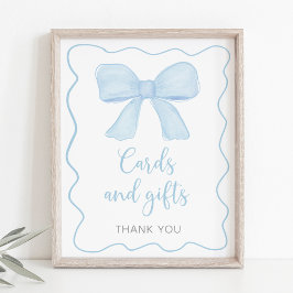 Póster Rótulo Baby Shower Coquette Blue Bow Cards and Gif