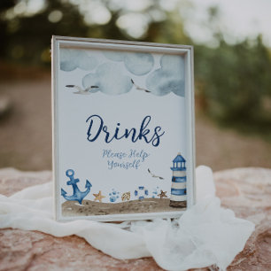 Póster Rótulo Baby Shower de bebidas náuticas