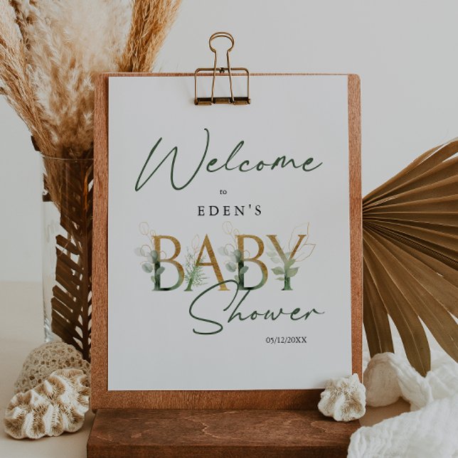 Póster Rótulo Baby Shower de bienvenida a la vegetación y (Subido por el creador)