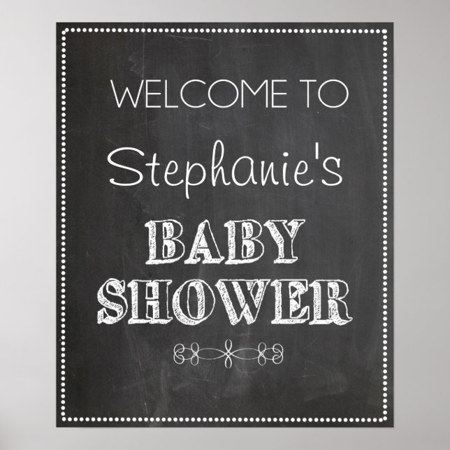 Póster Rótulo Baby Shower de bienvenida de Chalkboard (Frente)