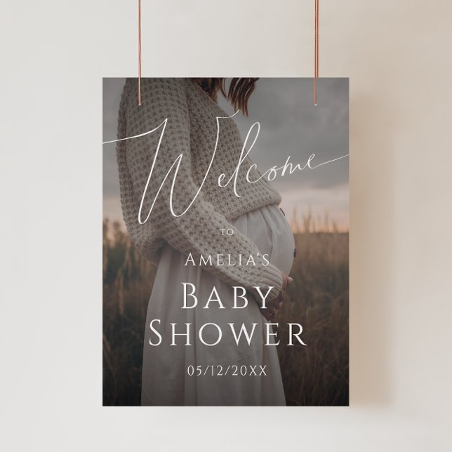 Póster Rótulo Baby Shower de bienvenida para fotos neutra (Subido por el creador)