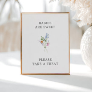 Póster Rótulo Baby Shower de bonito Wildflower Bouquet