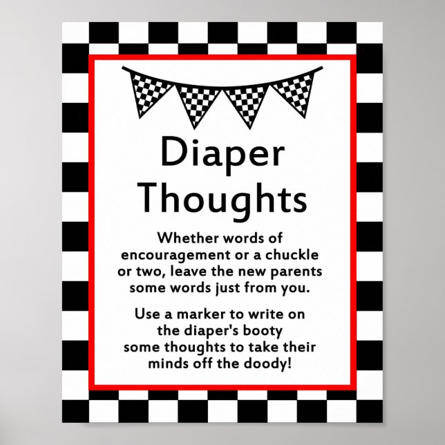 Póster Rótulo Baby Shower de Carreras IMPRESO (Frente)