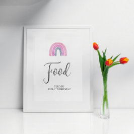 Póster Rótulo Baby Shower de comida para bebé arco iris