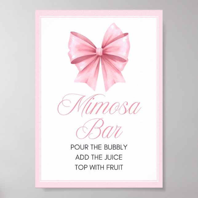 Póster Rótulo Baby Shower de Coquette Bow Rosado (Frente)