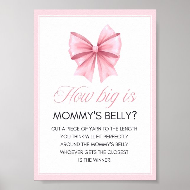 Póster Rótulo Baby Shower de Coquette Bow Rosado (Frente)