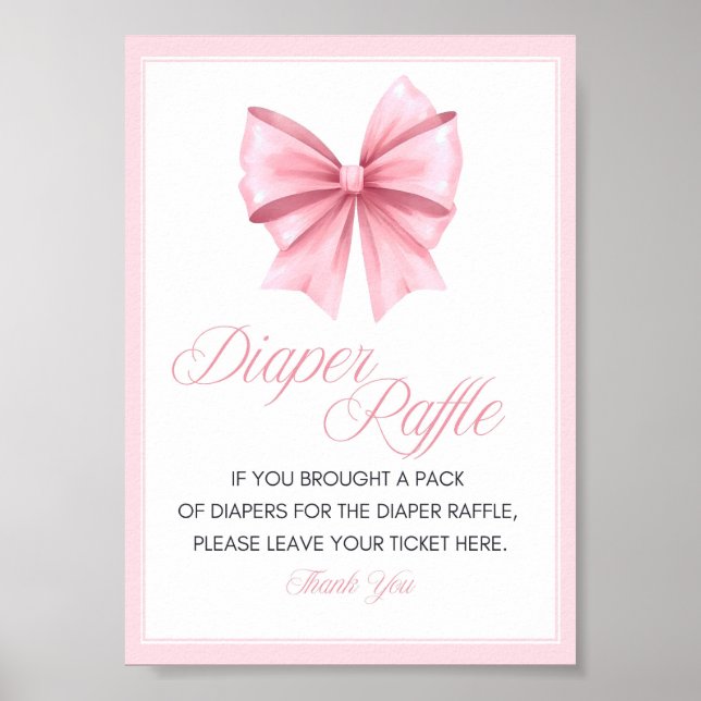Póster Rótulo Baby Shower de Coquette Bow Rosado (Frente)