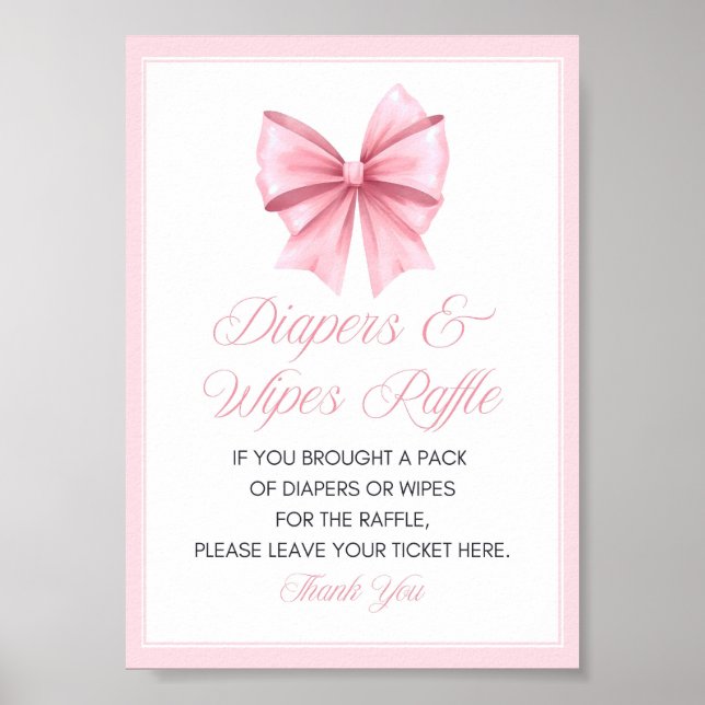 Póster Rótulo Baby Shower de Coquette Bow Rosado (Frente)