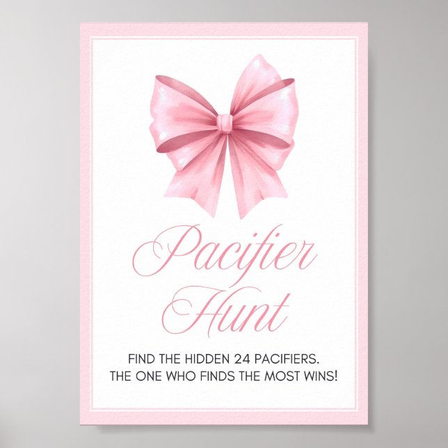 Póster Rótulo Baby Shower de Coquette Bow Rosado (Frente)