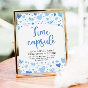 Póster Rótulo Baby Shower de la cápsula del tiempo del co