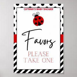 Póster Rótulo Baby Shower de Ladybug