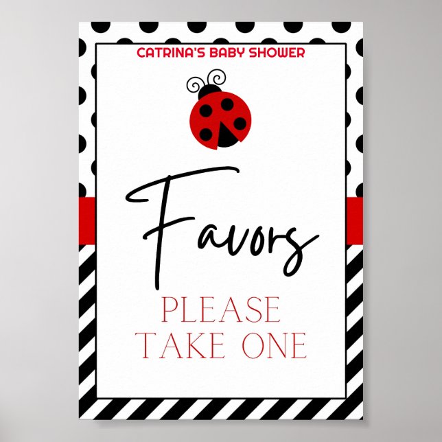 Póster Rótulo Baby Shower de Ladybug (Frente)