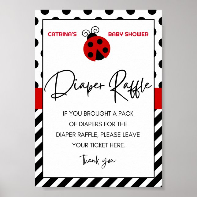 Póster Rótulo Baby Shower de Ladybug (Frente)