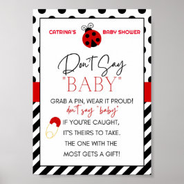 Póster Rótulo Baby Shower de Ladybug