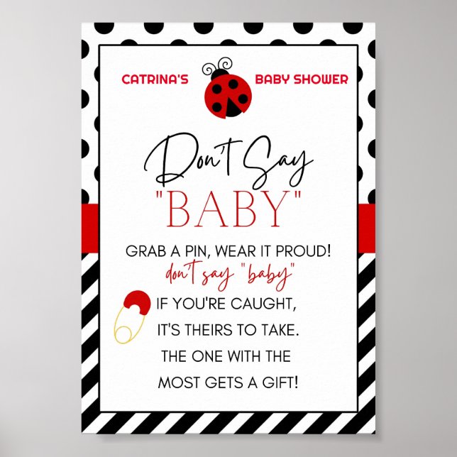 Póster Rótulo Baby Shower de Ladybug (Frente)