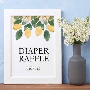 Póster Rótulo Baby Shower de Lemon Diaper Raffle