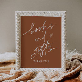 Póster Rótulo Baby Shower De Libros Y Regalos De SIENNA