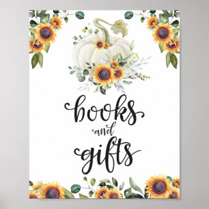 Póster Rótulo Baby Shower de libros y regalos verde