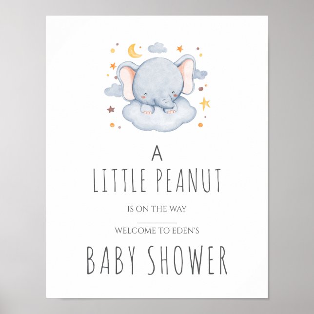 Póster Rótulo Baby Shower de Little Peanut - Boy (Frente)