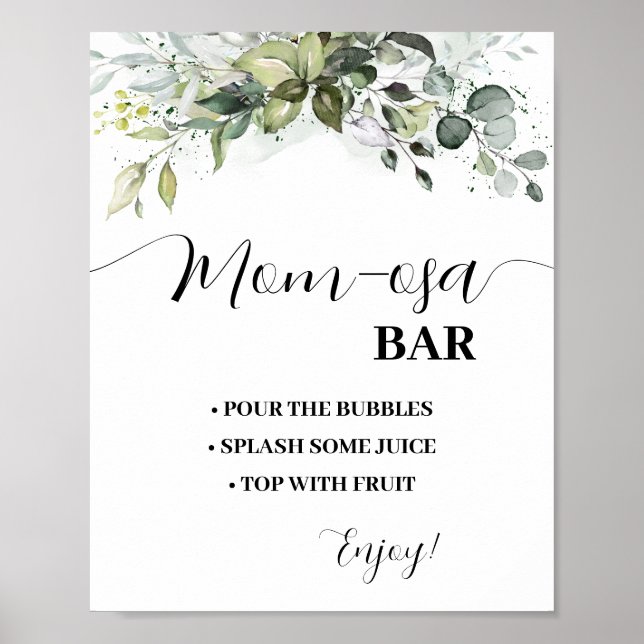Póster Rótulo Baby Shower de Mimosa Bar Momosa Bar Greene (Frente)
