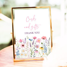 Póster Rótulo Baby Shower de tarjetas y regalos de flores