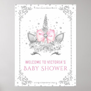 Póster Rótulo Baby Shower de Unicorn