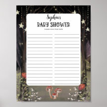 Rótulo Baby Shower De Woodland Encantado En La Hoj