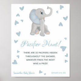 Póster Rótulo Baby Shower del juego de caza del elefante 