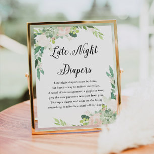 Póster RÓTULO Baby Shower DEVON Late Night Diapers
