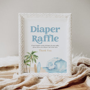 Póster Rótulo Baby Shower Diaper Raffle