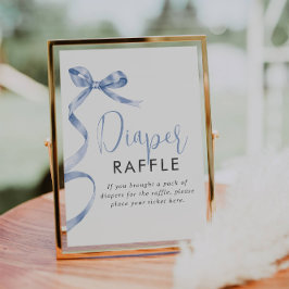 Póster Rótulo Baby Shower Diaper Raffle Chica de cinta az
