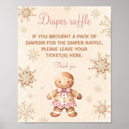 Póster Rótulo Baby Shower Diaper Raffle Chica de pan de j