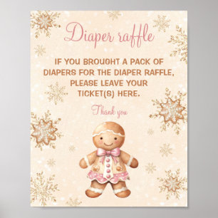 Póster Rótulo Baby Shower Diaper Raffle Chica de pan de j