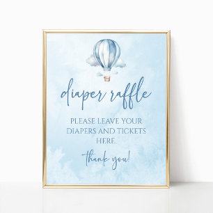 Póster Rótulo Baby Shower Diaper Raffle con globo de aire