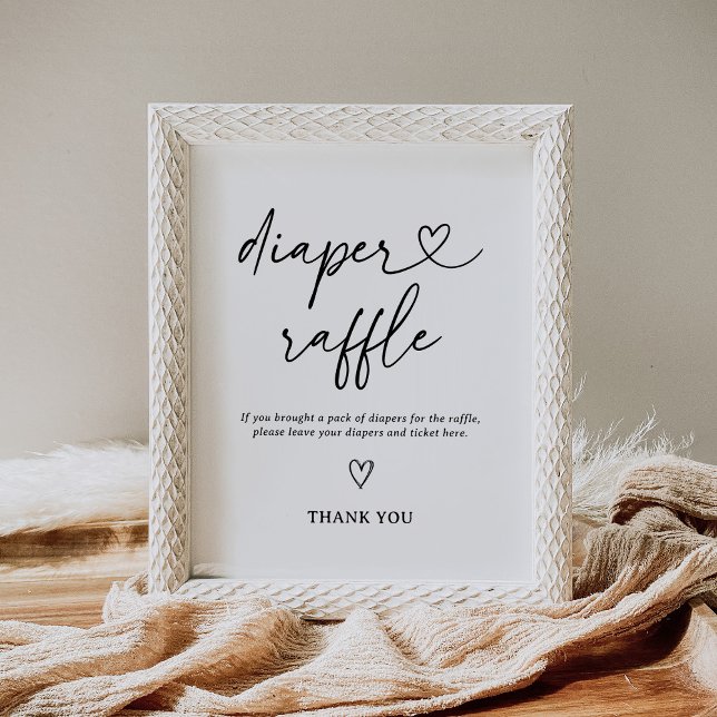 Póster Rótulo Baby Shower Diaper Raffle con guión moderno (Subido por el creador)