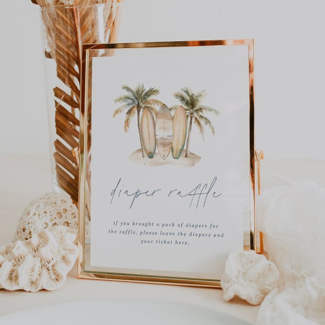 Póster Rótulo Baby Shower Diaper Raffle de Surf Coastal (Subido por el creador)