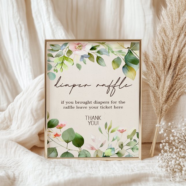 Póster Rótulo Baby Shower Diaper Raffle de Woodland Anima (Subido por el creador)