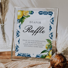 Póster Rótulo Baby Shower Diaper Raffle Lemon Positano