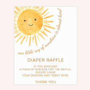 Póster Rótulo Baby Shower Diaper Raffle Sunshine