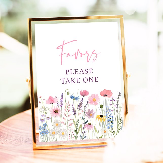 Póster Rótulo Baby Shower Favor de Flores Silvestres Rosa (Subido por el creador)