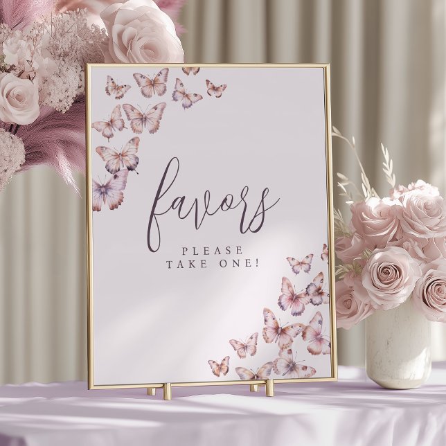 Póster Rótulo Baby Shower favorito de mariposa morada y r (Subido por el creador)