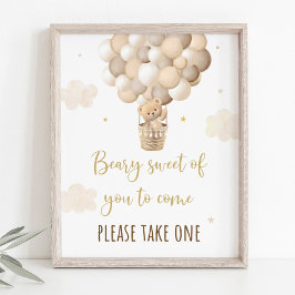Póster Rótulo Baby Shower Favorito de Oso de Oro de Oro d