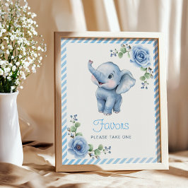 Póster Rótulo Baby Shower Favorito del Elefante Azul - ac