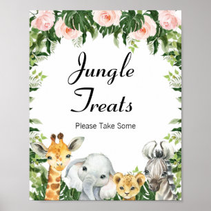 Póster Rótulo Baby Shower Floral Safari