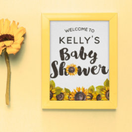 Póster Rótulo Baby Shower girasol