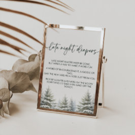 Póster Rótulo Baby Shower Late Night Diapers