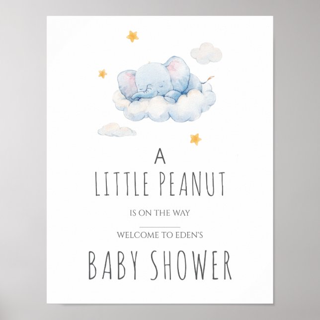 Póster Rótulo Baby Shower Little Peanut - Chica (Frente)