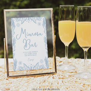 Póster Rótulo Baby Shower Mimosa Bar Frost de invierno